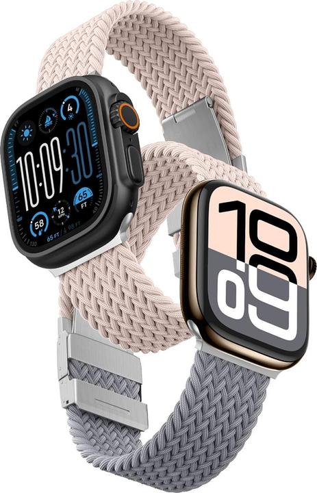 Produktbild Amazingthing 2er-Set Blend Band für Apple Watch 45/46/49 mm - Pink-Grau/Pink (Edelstahl, Nylon)