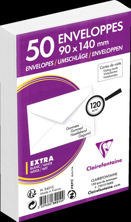 Actual product image Clairefontaine Business card envelopes, 90 x 140 mm, white (90 x 140 mm)