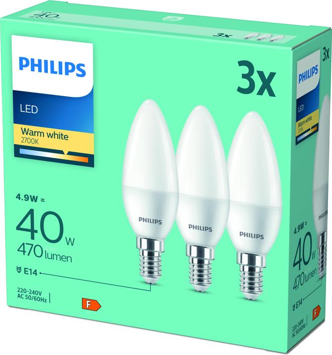 Immagine prodotto LED Lampada a candela (E14, 4.90 W, 470 lm, 3 x, F)