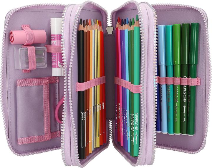 Actual product image Depesche Ylvi 3-Fach Federtasche mit appliziertem Flügel inkl. Stifte
