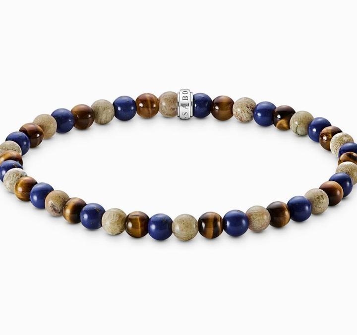 Immagine prodotto Thomas Sabo Bead Armband in Braun und Blautönen (19 cm, Argento 925)