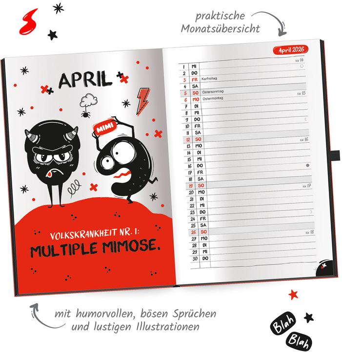 Produktbild Trtsch Buchkalender Der etwas andere Jahresplaner Schwarzer Humor 2026 (10 x 16 cm, Deutsch)