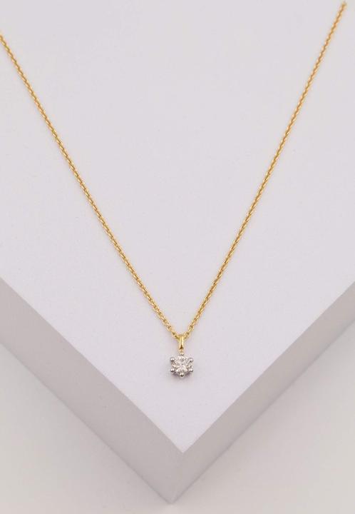 Actual product image Muau Solitaire pendant 6-handle setting yellow gold 750 diamond 0.20ct. frame white gold 750, 8x6mm (Yellow gold, White gold, Red gold or silver)