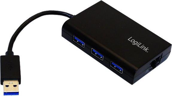 Produktbild LogiLink USB 3.0 3-Port-Hub mit Gigabit Ethernet UA0173A (USB-A, 1000 Ports)