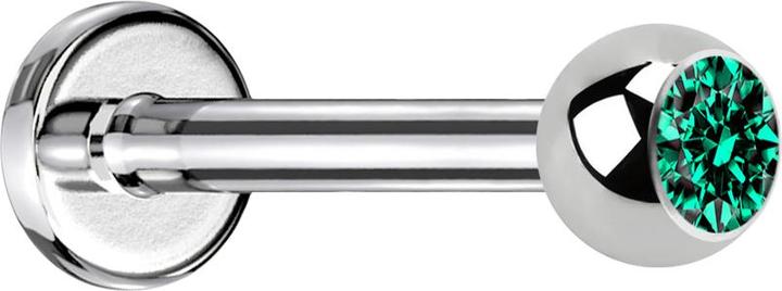 Star Piercing Labret silber mit Kugel Kristall türkis (ohne Messing, Chirurgenstahl 316L)