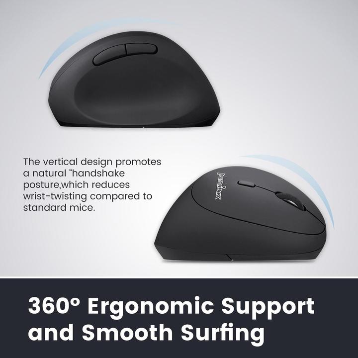 Produktbild Perixx PERIMICE-619 - Kabellose Ergonomische Vertikale Maus mit Silent-Click und Kleinem Design - Multi-Dev (Kabellos)