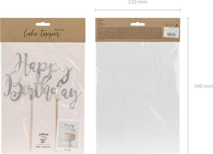 Produktbild Partydeco Silberne Dekoration für "Happy Birthday"-Torte