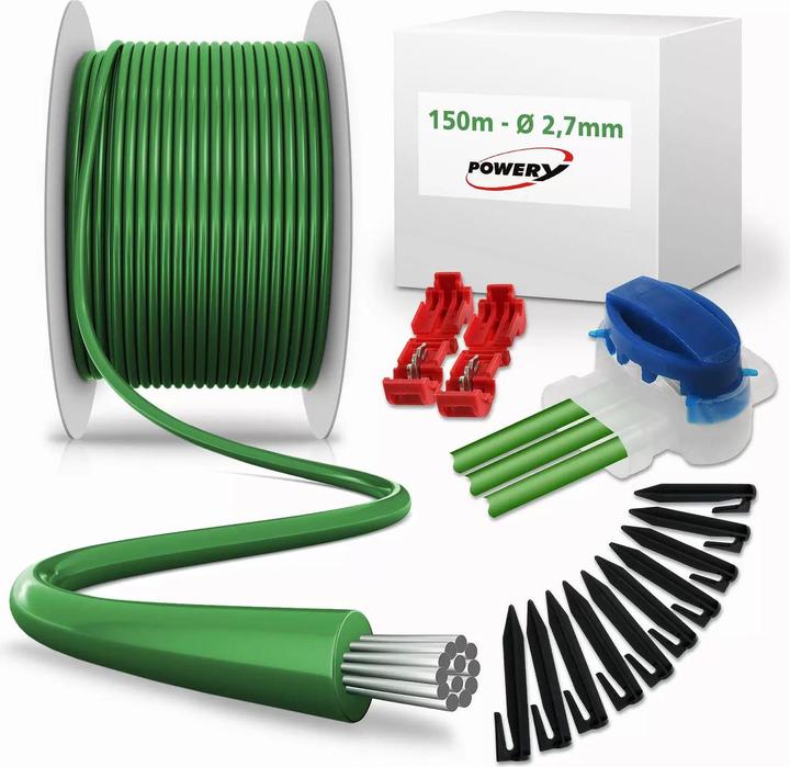 Produktbild AccuCell 150m Begrenzungskabel (2,7mm) + 300 Haken + 10x Kabelverbinder + 4x Anschlussklemmen für Mähroboter (Mähroboter, Mähroboter Installation)