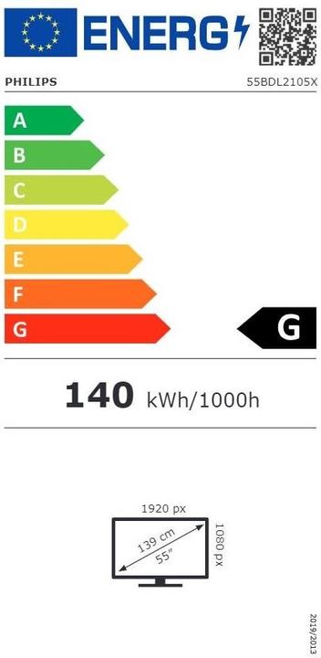 Energie-Label Philips 55BDL2105X/00 (1920 x 1080 Pixel, 55")