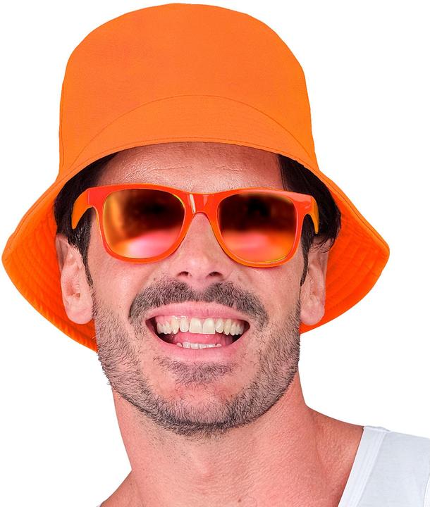 Actual product image Widmann 80s neon bucket fisherman hat in neon orange