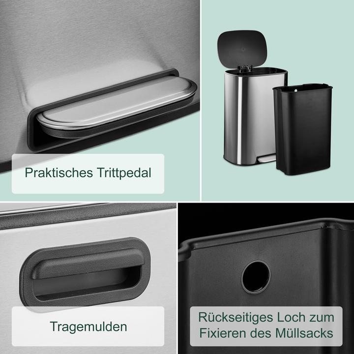 Produktbild Relaxdays Mülleimer Küche Edelstahl 50 Liter (50 l)