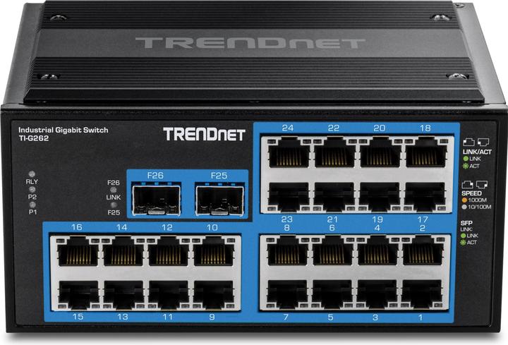 Produktbild Trendnet 26-Port Hardened Industrial Gigabit Din-Rail Switch (26 Ports)