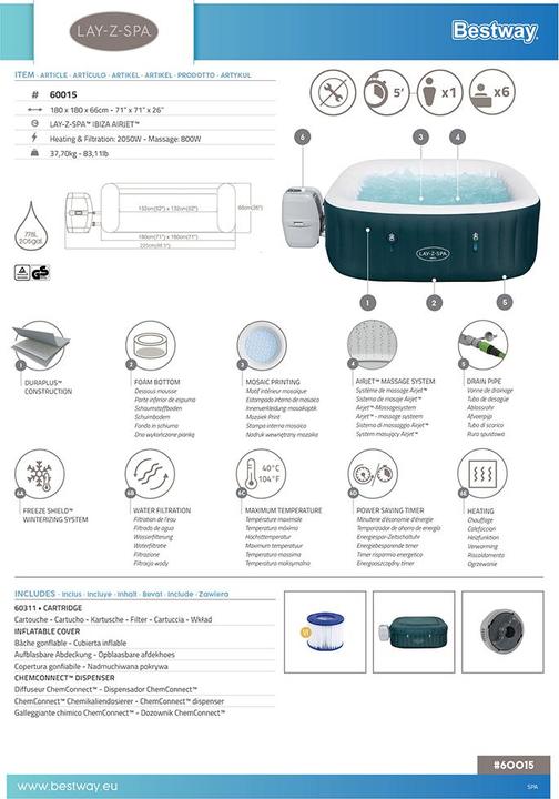 Image du produit Bestway Lay-Z-Spa Ibiza AirJet (6 pers.)