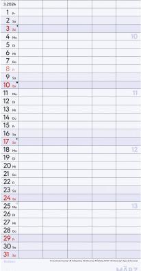 Produktbild Alpha Edition Familienplaner XL 2024 mit 5 Spalten - Familien-Timer 22x45 cm - Offset-Papier - mit Ferienterminen (22 x 45 cm, Deutsch)