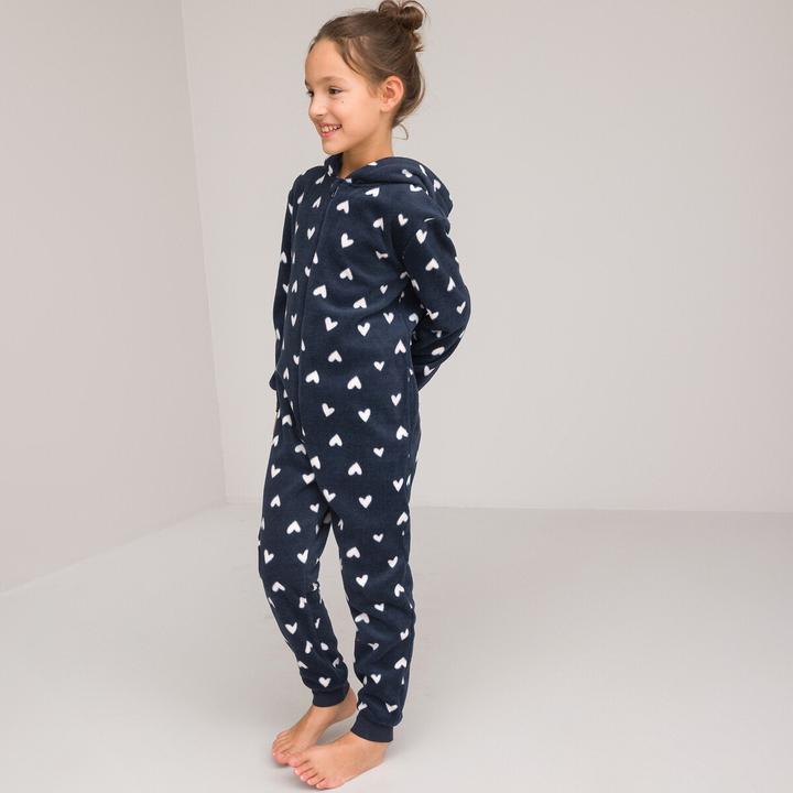 Actual product image La Redoute Collections Fleece overall with heart pattern and hood (110)