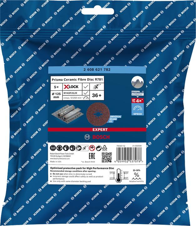 Produktbild Bosch Professional Zubehör EXPERT R781 Prisma Ceramic X-LOCK Fiberscheibe, 125 mm, 22,23 mm, G 36 (36)