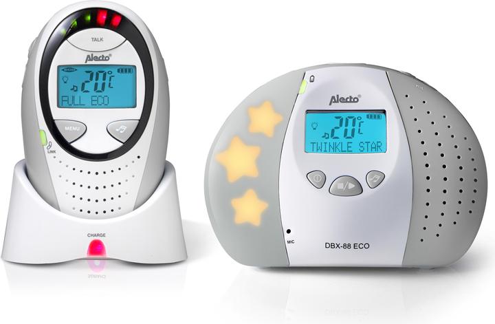 Actual product image Alecto DECT baby monitor with economy mode, display, white/grey (Baby Monitor Audio, 300 m)