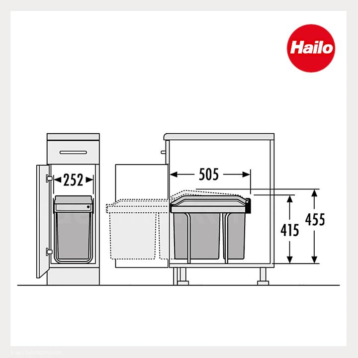 Produktbild Hailo Tandem Einbau-Mülleimer 3650111 (31 l)