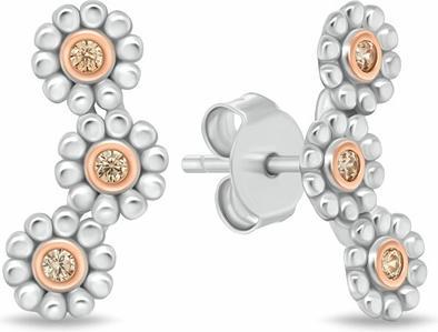Brilio Silver - Silver flower earrings with zircons EA1117WP