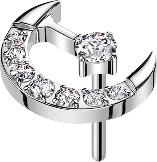 Immagine prodotto Star Piercing Threadless mezzaluna argento cristalli argento centro cristallo argento (Titanio G23, senza ottone)