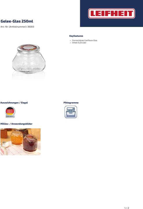 Produktbild Leifheit Marmeladenglas (1 Stk., 0.25 l)