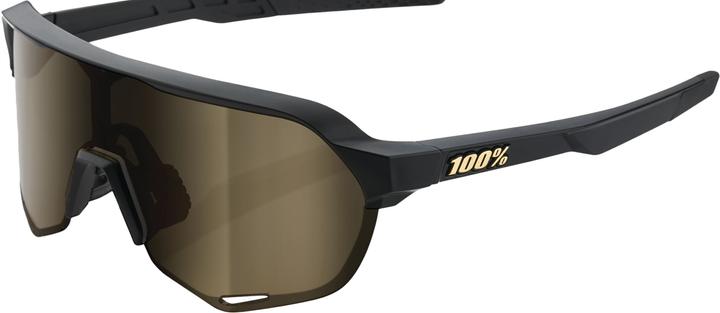 100% S2 Matte Black Soft Gold Mirror Lens (Noir mat, Or)
