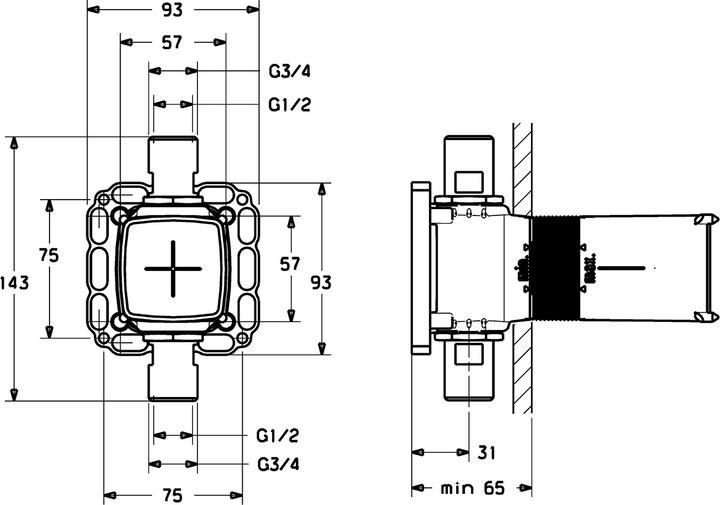 Actual product image Hansa Hansafill pipe breaker concealed installation body, 44800000