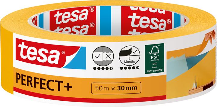 Produktbild tesa Malerkrepp Perfect+, Abdeckklebeband für präzises Abkleben im Innenbereich (50.50 mm)