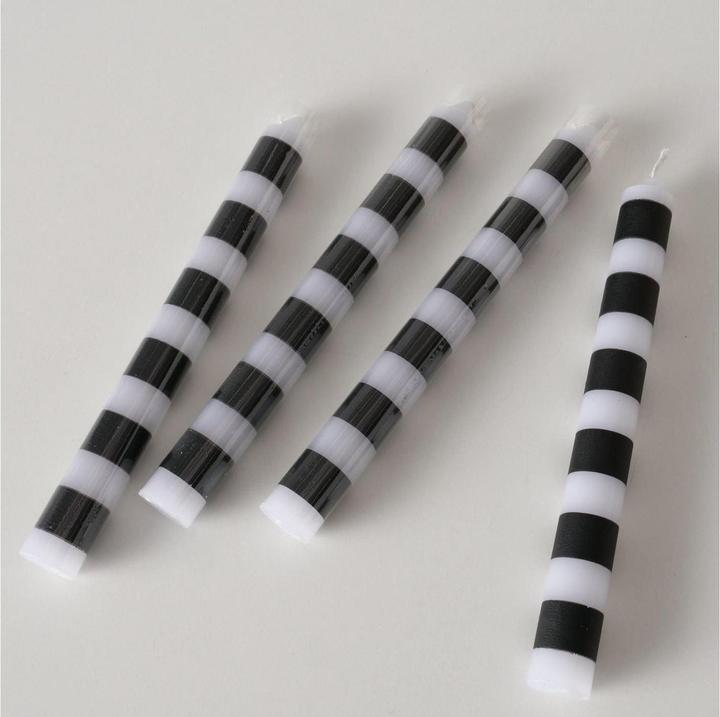 Produktbild Boltze Home Stripe Stabkerze schwarz weiss 20cm 4tlg (4 Stk.)