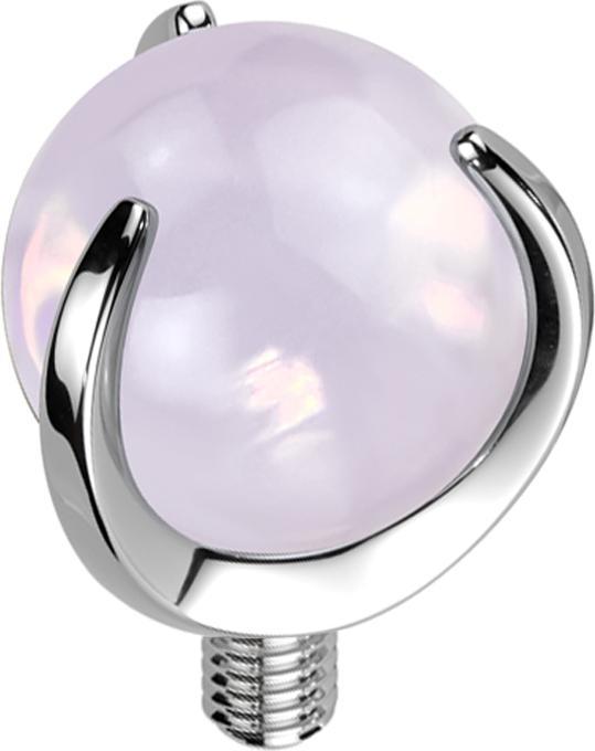 Star Piercing Dermal Anchor silber Kugel Opalite pink Stein gefasst (Mineralisch, ohne Messing, Titan G23)