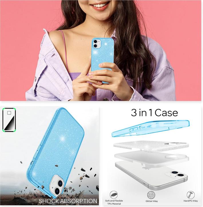 Produktbild Nalia Glitzer Handyhülle (Apple iPhone 12 Pro, Apple iPhone 12)