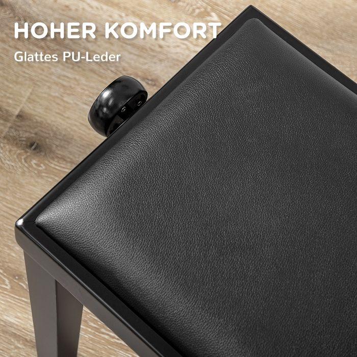 Produktbild Swisshandel24 Klavierbank, Pianostuhl, höhenverstellbar, eleganter Hochglanz, Kunstleder+Kautschukholz, schwarz, 6