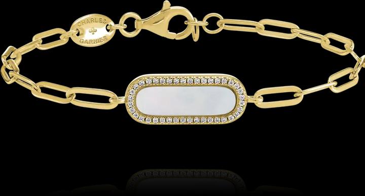 Immagine prodotto Charles Garnier Bracciale in argento placcato oro, madreperla e zirconi (20 cm, Argento, Dorato)