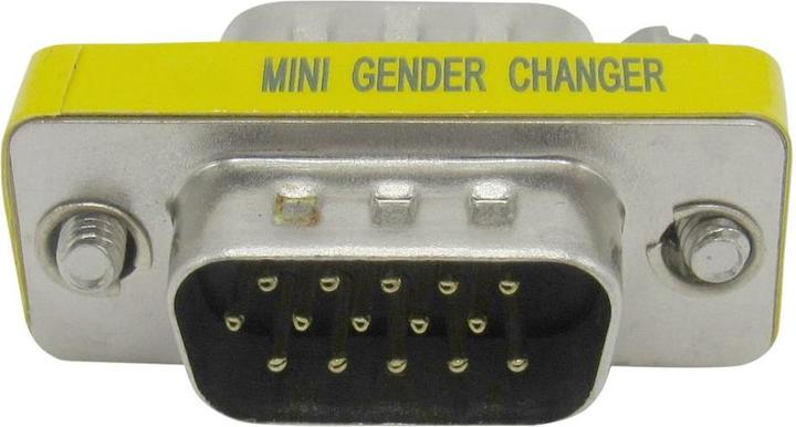Actual product image RND Electronics Mini D-sub inverting adapter, HDB15 plug / HDB15 plug