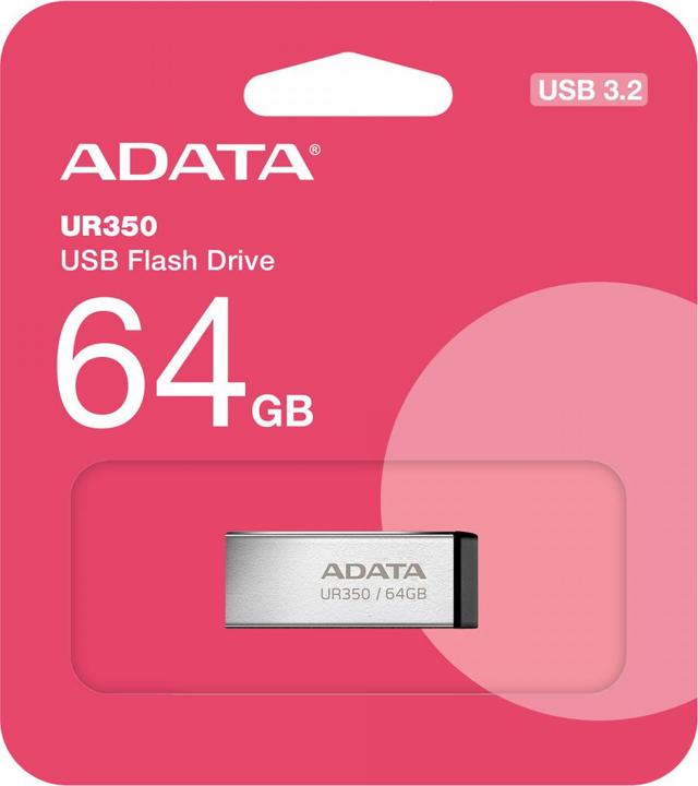 Image du produit Adata Pendrive UR350 USB3.2 Gen1 métal noir (64 Go, USB-A)