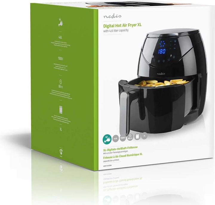 Immagine prodotto Nedis Friggitrice ad aria calda 4,6 l Timer: 60 min Digitale Nero (Spina UE)