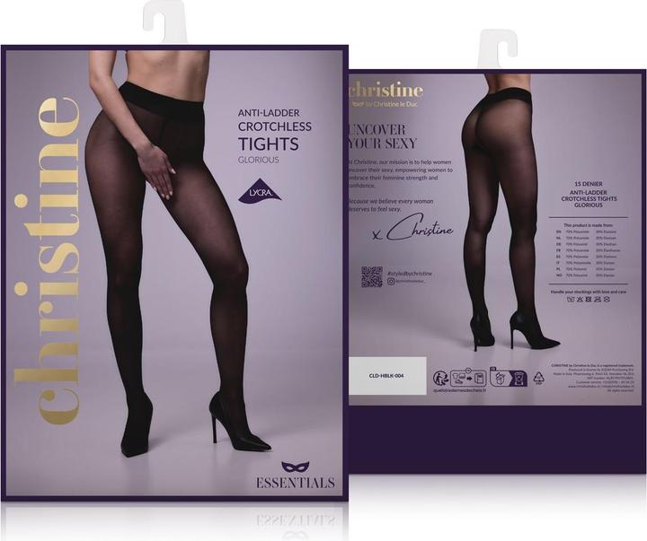 Immagine prodotto Christine Le Duc Strumpfhose mit offenem Schritt AntiLaufmaschen Glorious schwarz (S/M)