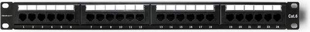 Produktbild Qoltec 54474 Patchpanel RACK 24 Anschlüsse Cat 6 UTP Schwarz