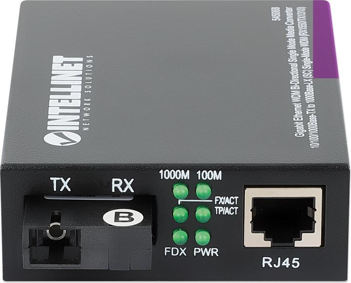 Produktbild Intellinet 10/100/1000Base-TX to 1000Base-LX, SC, Single-Mode, 12.4 mi., WDM
