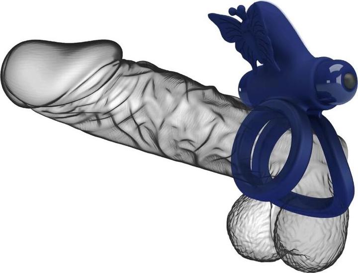 Image du produit Pretty Love Jamele Double Anneau Avec Vibration & Stimulateur De Papillon Bleu