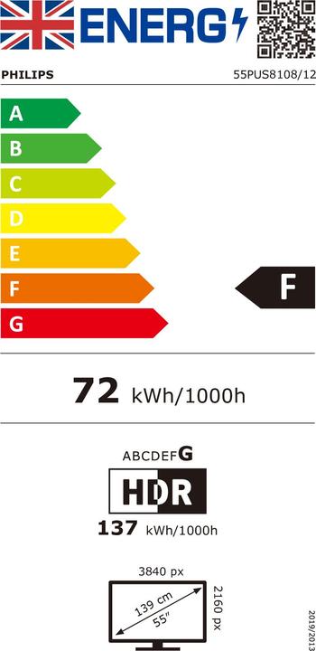 Energy Label Philips 55PUS8108/12 (55", PUS8108, LED, 4K, 2023)