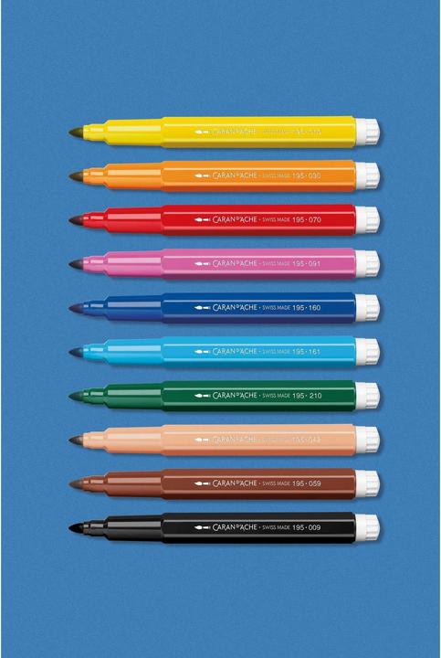Produktbild Caran d'Ache Swisscolor Maxi Fasermaler Kartonschachtel (Mehrfarbig, 10 x)