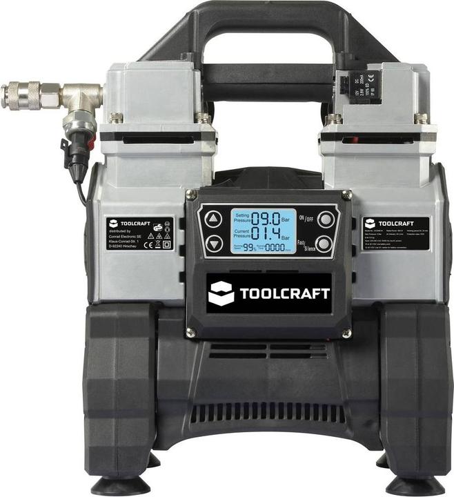 Image du produit Toolcraft TO-8952876 Compresseur d'air 500W 12 V/DC, 24 V/DC, 220 V/AC 9 bar (9 bar, 5 l)