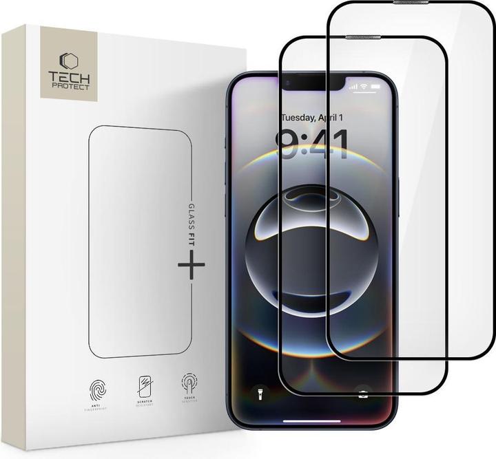 Actual product image Hofi Glass Fit+ 2-pack tempered glass for iPhone 16e / 14 / 13 Pro / 13 - black (2 Piece, Apple iPhone 16e)