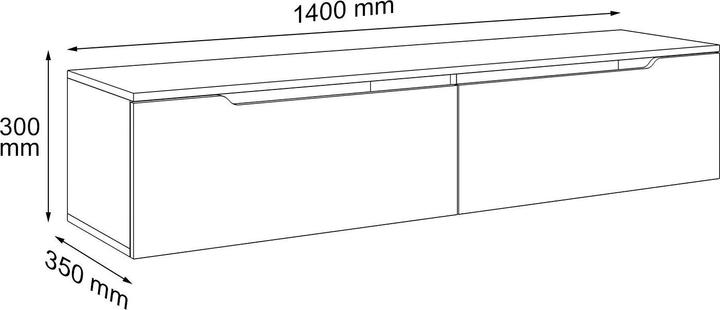 Actual product image SONNI Low-Profile-TV-Schrank, Weiss Hochglanz hängend 160 x 35 x 30 cm, TV-Schrank mit LED-Beleuchtun (160 x 35 x 30 cm)