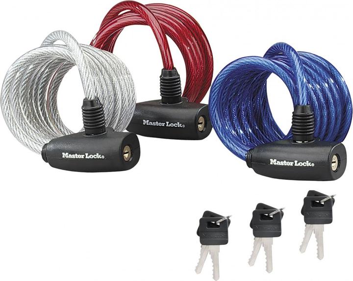 Master Lock Spiral cable lock set 3-piece (180 cm)