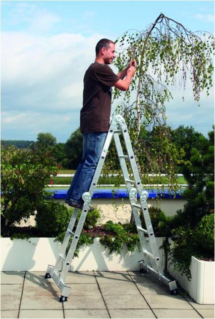 Produktbild kaiserkraft Vielzweckleiter 4-teilig mit nivello-Traverse 4x3 Sprossen (Mehrzweckleiter, 365 cm)