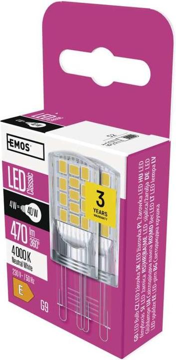 Produktbild Emos LED Lampe Classic JC / G9 / 4 W (40 W) / 470 lm / Neutralweiss (G9, 4 W, 470 lm, 2 x, E)
