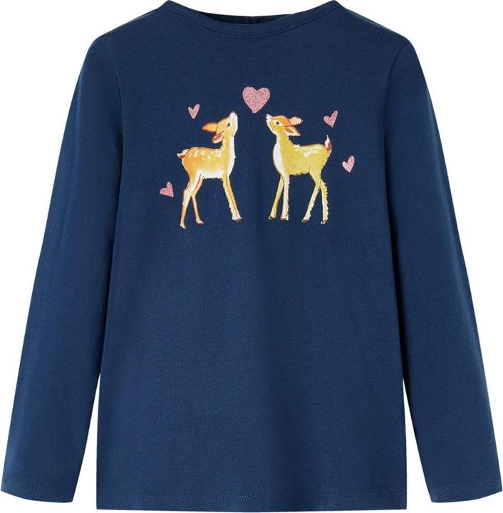 VidaXL Kinder-Langarmshirt Marineblau 140,Material: 95 % Baumwolle (140)