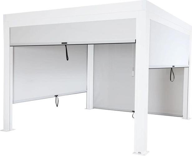 Produktbild Mendler 4er-Set Seitenwand für Pergola HWC-L46, Rollo Ersatzseitenwand, Stoff/Textil sturmfest 3x3m - weiss (300 cm, 271 cm)